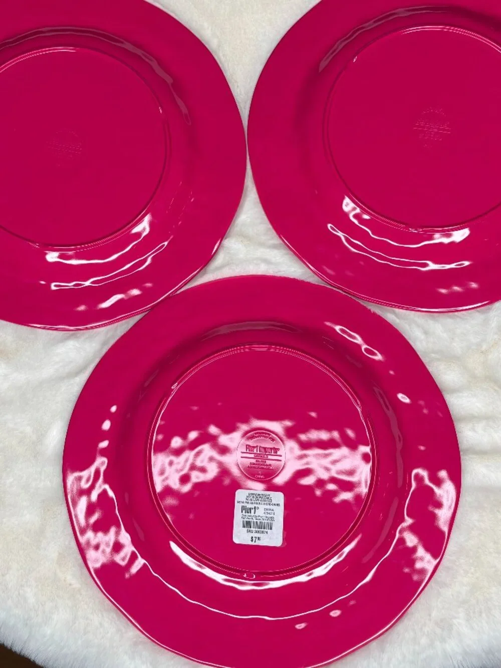 Pier 1 Imports Carmelo Pink Melamine Crackle Glaze Distressed Dinner Plates-NWT